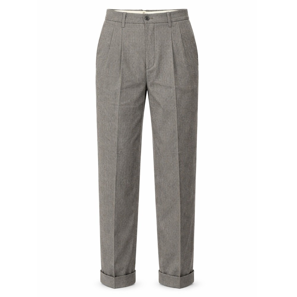 Britches Great Outdoors Pleated Trousers Mens 33x32 Gray Herringbone‎ Cotton USA